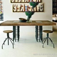直销  防锈做旧、复古实木、 办公桌 铁艺咖啡桌子